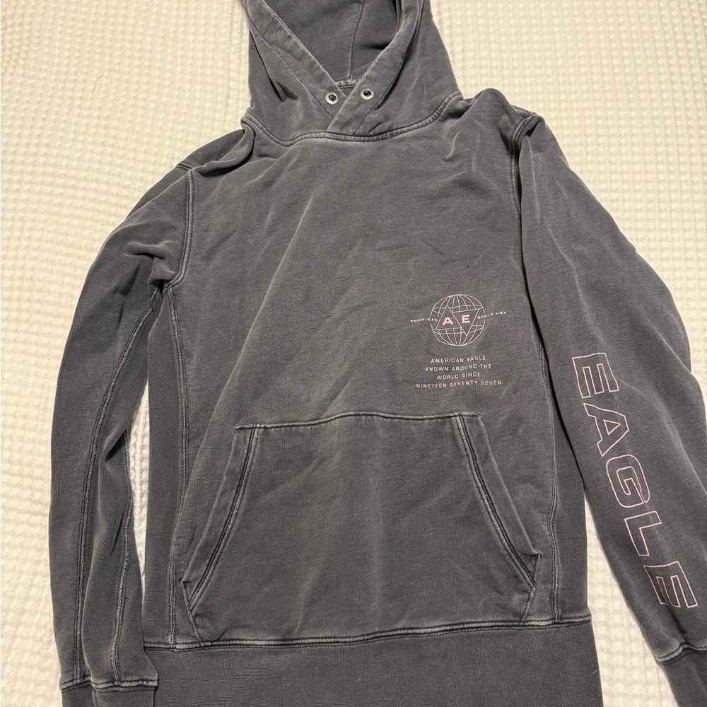 American Eagle Outfitters Men's Charcoal Hoodie Sweater